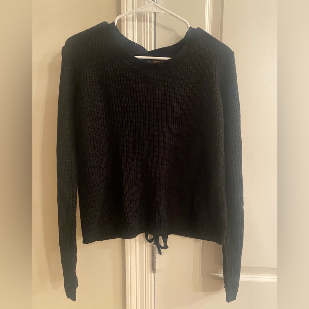Open Back Lace Up Knit Sweater